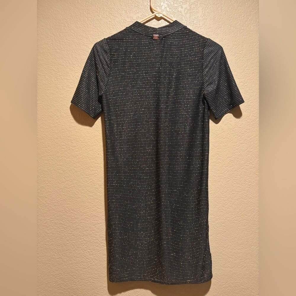 For Love And Lemons Black and Gold Crew Neck Mini Dress Size Small - Picture 2 of 7